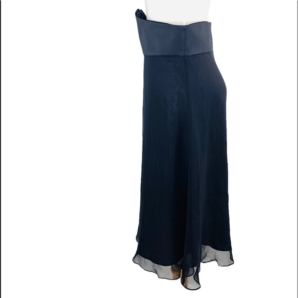 White House Black Market 100% Silk Skirt Tuxedo Waist Layered Womens Black Sz 10 - Picture 11 of 13